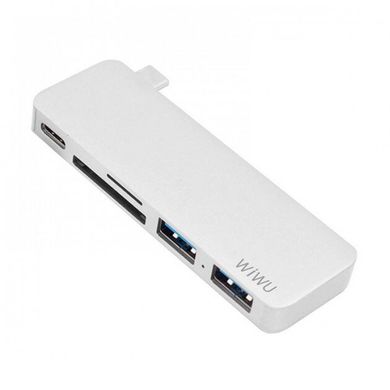 Хаб WIWU Adapter T6 USB-C to USB-C+SD+2xUSB3.0 HUB Silver (TCH6SL)