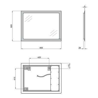 Настінне дзеркало Qtap Aquarius 60х80 Reverse (QT21786502W)