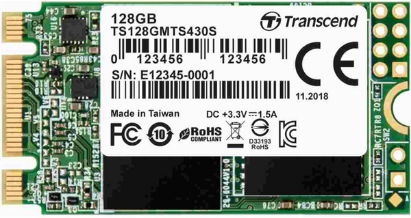 SSD накопитель Transcend MTS430S 128GB M.2 SATA III 3D NAND TLC (TS128GMTS430S)