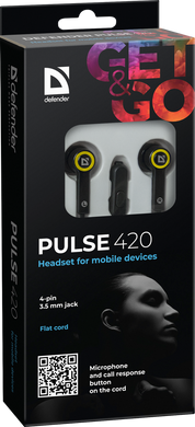 Навушники Defender Pulse 420 Black/Yellow (63421)