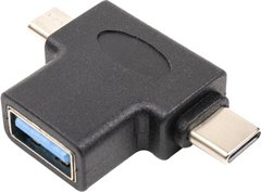 Переходник PowerPlant USB 3.0 Type-C, microUSB (M) – USB 3.0 OTG AF