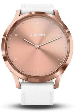 Смарт-годинник Garmin Vivomove HR Premium 18K Rose Gold PVD Stainless Steel Case with White Italian Leather Band