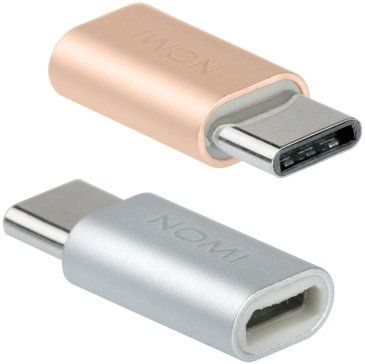 Перехідник Nomi 2 в 1 Micro USB/Type-C Silver-Gold