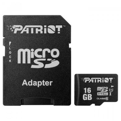 Карта памяти Patriot MicroSDHC16GB UHS-I Class 10 Patriot LX + SD-adapter (PSF16GMCSDHC10)