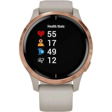 Смарт-годинник Garmin Venu Rose Gold Stainless Steel Bezel W. Light Sand And Silicone B. (010-02173-23/22/21) (OFFICIAL REFURBISHED)
