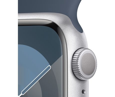 Apple Watch Series 9 GPS 41mm Silver Aluminium Case with Storm Blue Sport Band S/M (MR903QP/A)