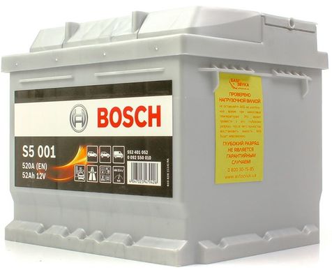 Автомобильный аккумулятор Bosch 52А 0092S50010