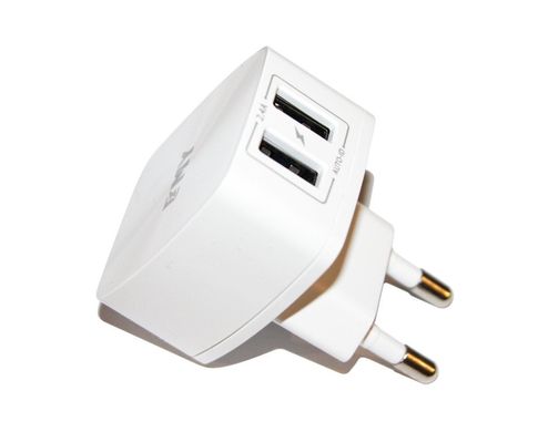 Мережевий зарядний пристрій EMY Charger 2.4A 2USB + Micro cable (MY-266), white