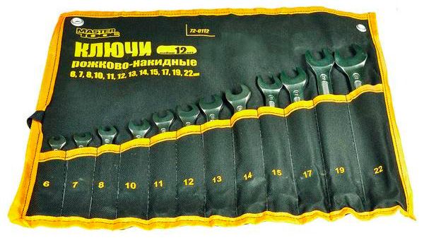Набор рожково-накидных ключей MasterTool - 12 шт. (6-22 мм) (72-0112)