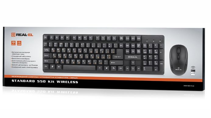 Комплект (клавиатура, мышь) беспроводной REAL-EL Standard 550 Kit (EL123100024)