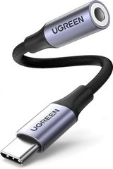 Адаптер для навушників UGREEN USB-C to 3.5mm M/F 10sm AV161 Сірий