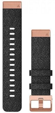 Ремінець для Garmin Fenix 6S 20mm QuickFit Heathered Black Nylon with Rose Gold Hardware (010-12874-00)