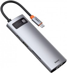 Док-станция Baseus USB3.1 Type-C -->Type C(PD)100W/HDMI 4K 30Hz/3*USB3.2/RJ45/SD+TF, 8in1 Grey