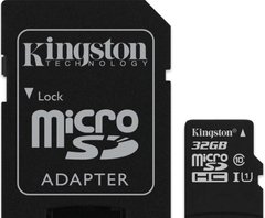 Карта памяти Micro SD Kingston 32Gb Class 10 UHS-I Canvas Select+ad (R80/W10)