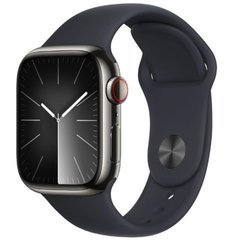 Apple Watch Series 9 GPS + Cellular 41mm Graphite Stainless Steel Case with Midnight Sport Band - S/M (MRJ83)