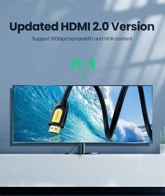 Кабель UGREEN HD101 HDMI Round Cable 2m Yellow/Black (10129)