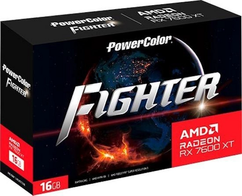 Видеокарта PowerColor Radeon RX 7600 XT 16 GB Fighter (RX 7600 XT 16G-F)