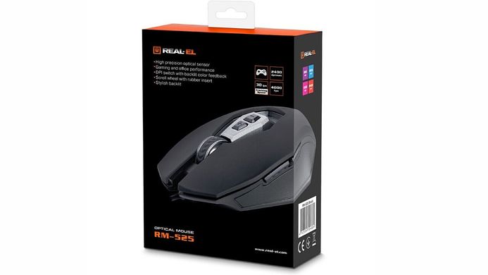 Миша REAL-EL RM-525 Black USB (EL123200029)