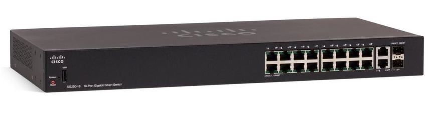 Комутатор Cisco SB SG250-18 18-Port Gigabit Smart Switch (SG250-18-K9-EU)