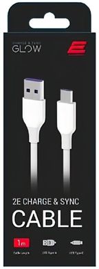 Кабель 2E USB-A - USB-C Glow 1m white (2E-CCAC-WH)