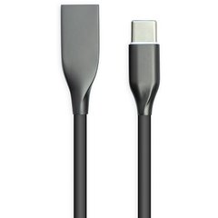Кабель PowerPlant USB - Type-C 2м силикон Black