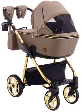 Детская коляска 2 в 1 Adamex Sierra Polar (Gold) SR430 капучино – коричневая кожа (перфорация)