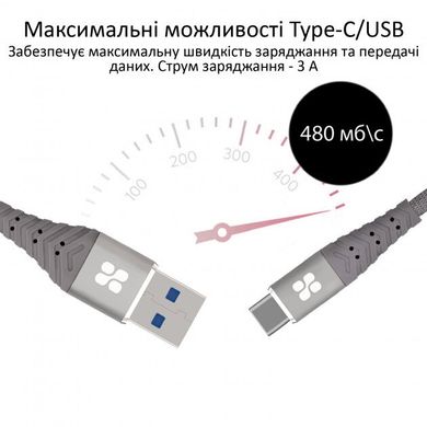 Кабель Promate NerveLink-C USB - Type-C 1.2 м Grey (nervelink-c.grey)
