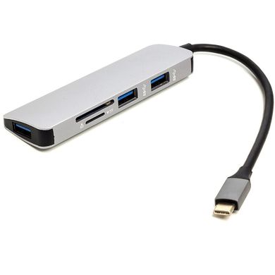 Переходник PowerPlant USB Type-C - 3 * USB 3.0 Ports + TF / SD Card Reader