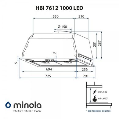Витяжка Minola HBI 7612 BL 1000 Led