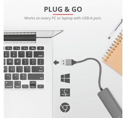 USB-хаб Trust Halyx 4-Port USB-A 3.2 Grey