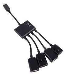USB-Хаб OTG Lapara 3 порта USB 2.0 + 1 порт MicroUSB Black (LA-MicroUSB-OTG-HUB black) (44446)