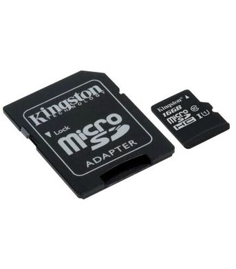 Карта памяти Kingston 16 GB microSDHC class 10 + SD Adapter SDC10/16GB