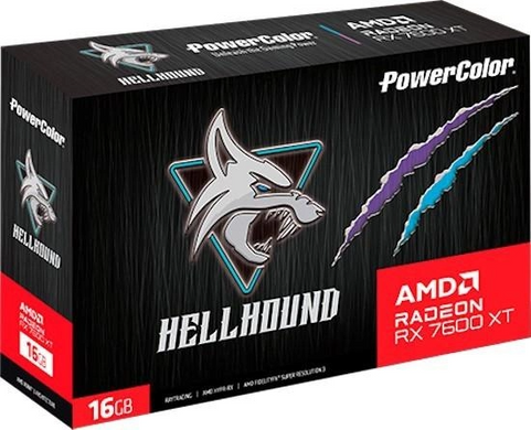 Видеокарта PowerColor Radeon RX 7600 XT 16 GB Hellhound (RX 7600 XT 16G-L/OC)