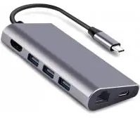 USB-Хаб Dynamode USB3.1 Type-C to HDMI, 3хUSB3.0, RJ45, USB Type-C Female, SD/MicroSD