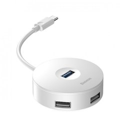 Хаб USB Baseus Round Box USB Type-C — USB 3.0/3 x USB 2.0/microUSB White (CAHUB-G02)