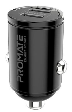 Автомобільний зарядний пристрій Promate Bullet-pd40 Black (bullet-pd40.black)