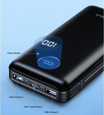 УМБ Choetech 20000mAh, PD3.0 45W USB-C, QC3.0, 2хUSB-A 22.5W, Li-pol черная