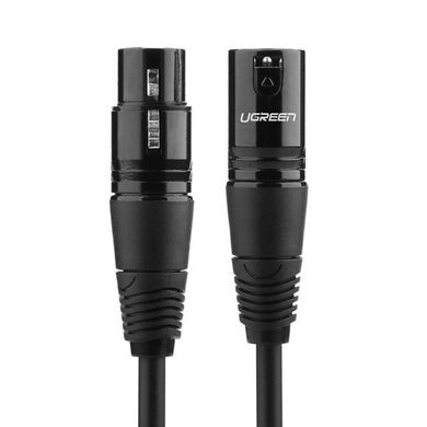 Кабель UGREEN AV130 XLR Male to Female Microphone Cable, 1 m Black 20708