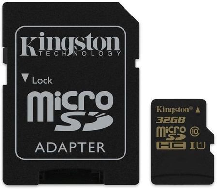 Карта памяти Kingston 32 GB microSDHC class 10 UHS-I+SD Adapter SDCA10/32GB
