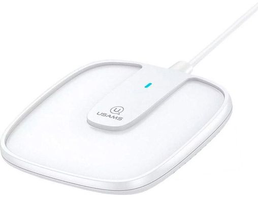 Бездротовий зарядний пристрій Usams US-CD153 Ultra-thin Magnetic Fast Wireless Charger With Cable White (CD153DZ02)