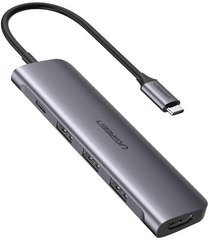 USB-хаб Ugreen CM136 Type-C M - HDMI+3xUSB+PD Power Converter Gray (UGR-50209)