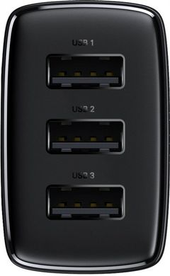 Мережевий зарядний пристрій Baseus Compact  Charger 3U 17W EU Black (CCXJ020101)