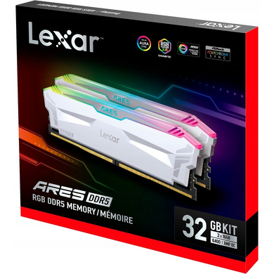 Оперативная память Lexar 32 GB (2x16GB) DDR5 6400 MHz Ares Gaming White RGB (LD5EU016G-R6400GDWA)