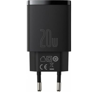 Зарядное устройство Baseus 2xUSB 20W (USB-C+USB-A) Черный