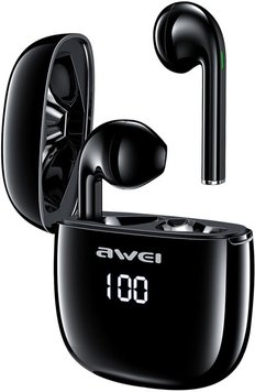 Навушники Awei T28P LED TWS Bluetooth Earphones Black