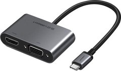 USB-хаб Ugreen CM162 Type-C M - HDMI+VGA Adapter with PD Silver (UGR-50505)