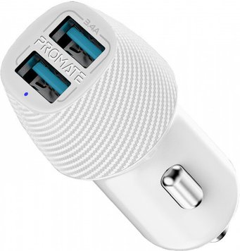 Автомобільний зарядний пристрій Promate Voltrip-Duo 17 Вт 2 USB White (voltrip-duo.white)