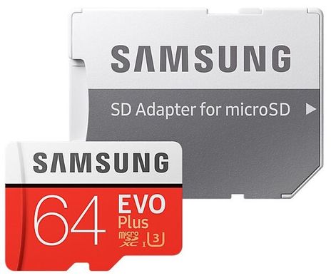 Карта памяти Micro SD Samsung 64GB Class 10 + ad EVO PLUS (MB-MC64GA/RU) R/W 100/60 Mb/s