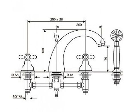 Смеситель для ванны Emmevi Deco Classic OR12120