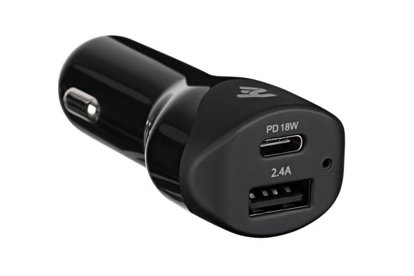 Автомобільний зарядний пристрій 2E Dual USB Car Charger (30W) Type-C PD, USB 2.4A, Black (2E-ACR18WQC)